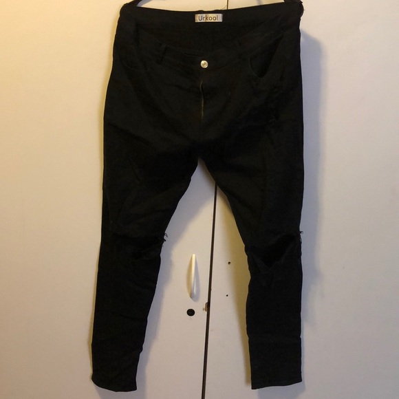 black knee blowout jeans